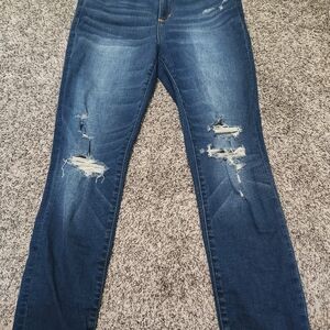 Abercrombie & Fitch Dark Blue Distressed Skinny Jeans